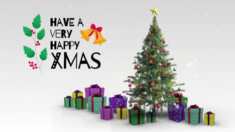 Animation-of-christmas-tree-over-have-a-very-happy-xmas-text