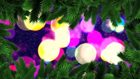 Animation-Von-Schnee,-Der-über-Den-Weihnachtstannenbaum-Fällt