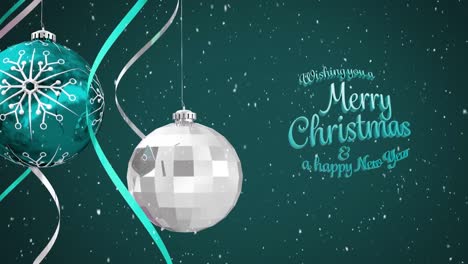 Animation-Des-Textes-„Frohe-Weihnachten“-über-Kugeln