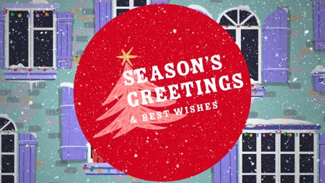Animation-of-seasons-greetings-text-over-snow-falling
