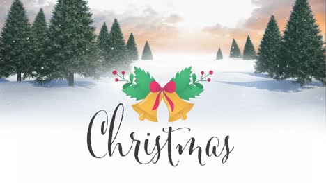 Animation-of-christmas-text-over-fir-trees