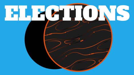Animation-of-elections-text-over-circles-on-blue-background