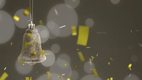 Animation-of-confetti-falling-over-christmas-bell