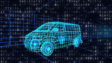 Animation-of-data-processing-over-digital-car