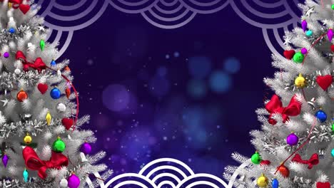 Animation-Von-Flecken-über-Weihnachtsbäumen
