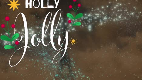 Animation-Von-Holly-Jolly-Text-über-Fallendem-Schnee