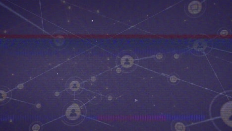 Animation-Von-Störungen-über-Ein-Verbindungsnetzwerk-Mit-Symbolen-Auf-Schwarzem-Hintergrund