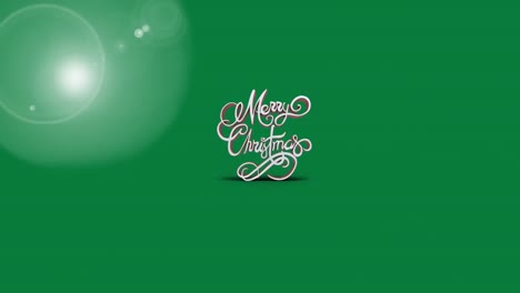 Animation-of-merry-christmas-text-and-light-spots-on-green-background