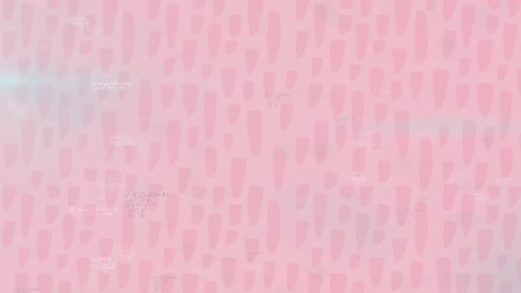 Animation-of-mathematical-equations-over-shapes-on-pink-background