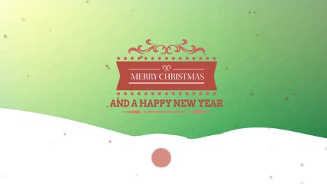 Animation-of-falling-dots,-merry-christmas,-and-a-happy-new-year-text-over-gradient-background