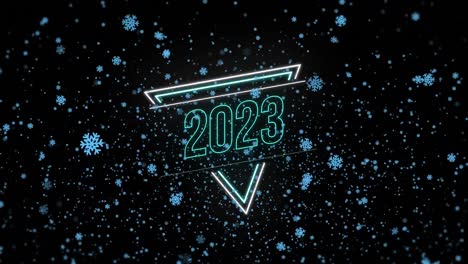 Animation-of-2023-text-over-snow-falling