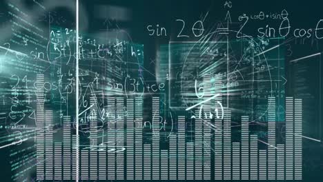 Animación-De-Ecuaciones-Matemáticas-Sobre-Procesamiento-De-Datos-Sobre-Fondo-Negro