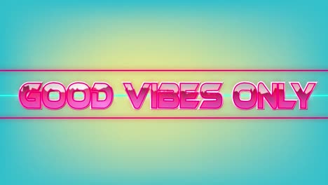 Animation-of-good-vibes-only-text-over-shapes-on-green-background