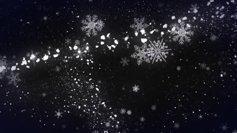 Animation-of-star-and-snowflakes-in-black-space