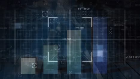 Animation-of-squares-and-financial-graphs-in-navy-space