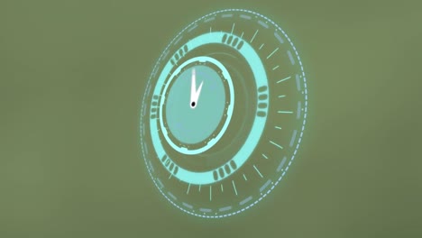 Animation-Des-Scope-Scannens-Mit-Uhr-Auf-Grünem-Hintergrund