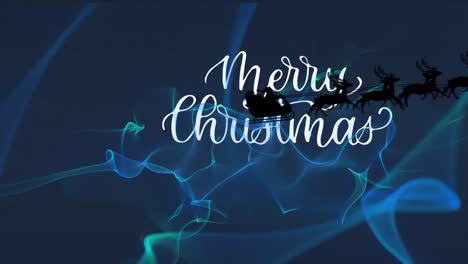 Animation-Des-Textes-„Frohe-Weihnachten“-über-Dem-Weihnachtsmann-Im-Schlitten