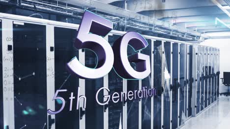 Animation-of-5g-5th-generation-text-over-server-room