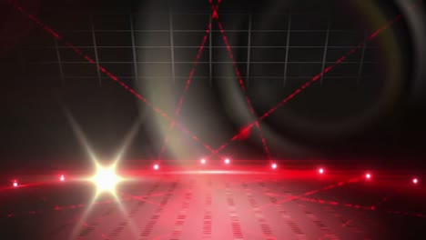 Animation-Von-Lichtern-Und-Roten-Lasern-Im-Schwarzen-Raum