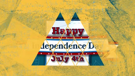 Animation-of-happy-independence-day,-mathematical-equations-and-yellow-screen