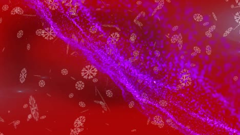 Dieses-Video-Zeigt-Fallende-Schneeflocken-Auf-Rotem-Hintergrund