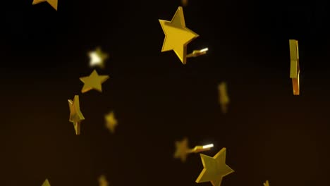 Animation-Von-Goldenen-Sternen,-Die-Auf-Schwarzen-Hintergrund-Fallen
