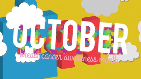Animation-of-breast-cancer-awareness-month-text-over-puzzle