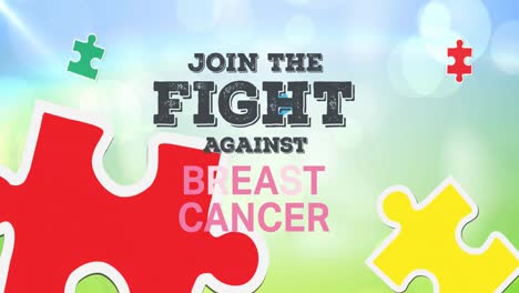 Animation-of-fight-against-breast-cancer-text-over-puzzle
