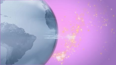 Animation-Eines-Sich-Drehenden-Globus-über-Lichtpunkten