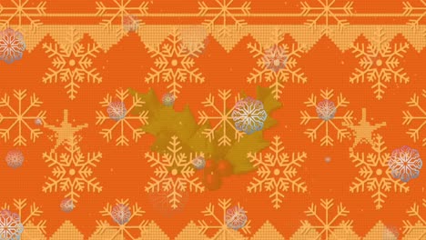 Animation-of-halloween-greetings-text-over-pattern-on-orange-background