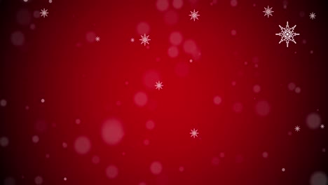 Animación-De-Nieve-Cayendo-Y-Puntos-Claros-Sobre-Fondo-Rojo