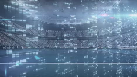 Animation-Der-Datenverarbeitung-über-Dem-Tennisplatz-Sportstadion
