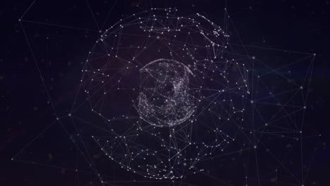 Animation-Des-Netzwerks-Von-Verbindungen-Und-Des-Globus-Auf-Marineblauem-Hintergrund