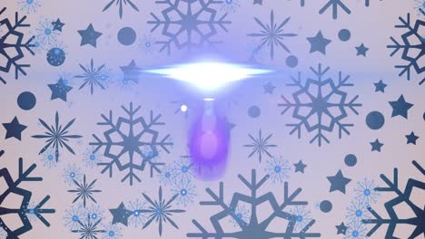 Animation-Von-Leuchtendem-Licht-über-Fallenden-Weihnachtsschneeflocken