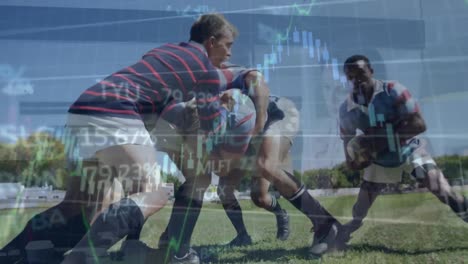 Animation-Der-Finanzdatenverarbeitung-über-Verschiedene-Rugbyspieler-Und-Geschäftsleute