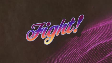 Animation-of-fight-over-black-background-with-purple-glitter