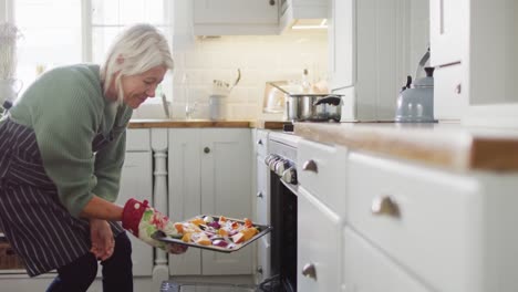 Happy-senior-caucasian-woman-standing-in-kitchen-and-preparing-dinner