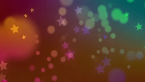 Animation-of-light-spots-and-stars-on-purple-background