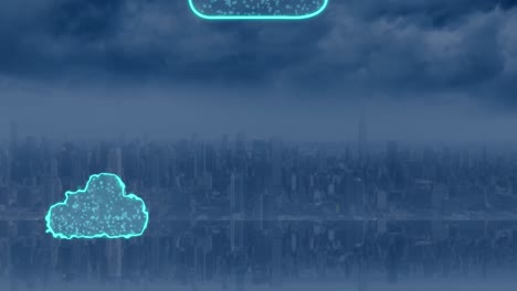 Animation-of-digital-clouds-flying-over-cityscape
