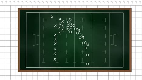 Animation-of-game-plan-on-green-board-over-white-background
