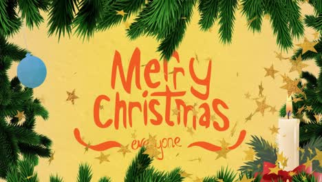 Animation-of-merry-christmas-text-over-decorations