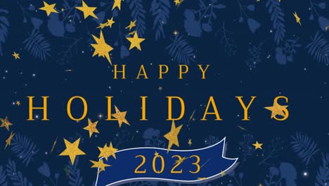 Animation-of-happy-holidays-text-over-stars