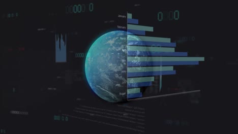 Animation-Der-Datenverarbeitung-über-Den-Globus-Auf-Schwarzem-Hintergrund