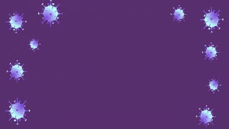 Animation-Von-Blitzen-über-Viruszellen-Auf-Violettem-Hintergrund
