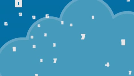 Animation-of-numbers-over-clouds-on-blue-background