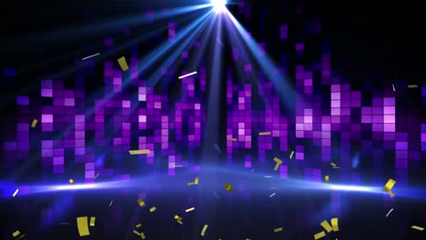 Animation-of-confetti-over-moving-columns-on-black-background