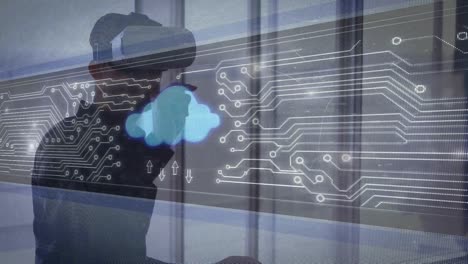 Animation-Der-Datenverarbeitung-über-Einen-Birazialen-Geschäftsmann-Mit-VR-Headset