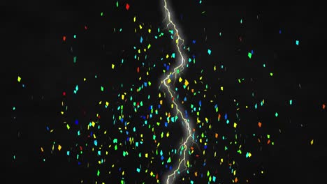 Animation-of-confetti-over-lightning-on-black-background