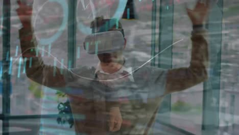 Animation-of-data-processing-over-caucasian-businessman-using-vr-headset
