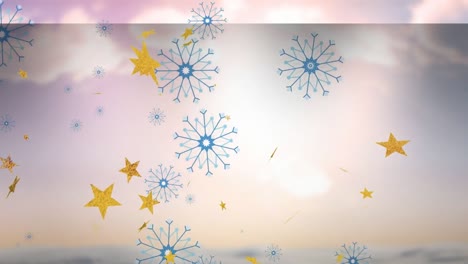 Animation-of-snow-falling-over-christmas-stars